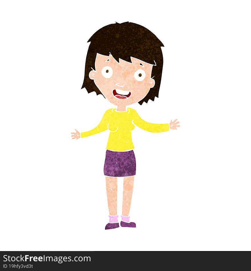 Cartoon Excited Woman