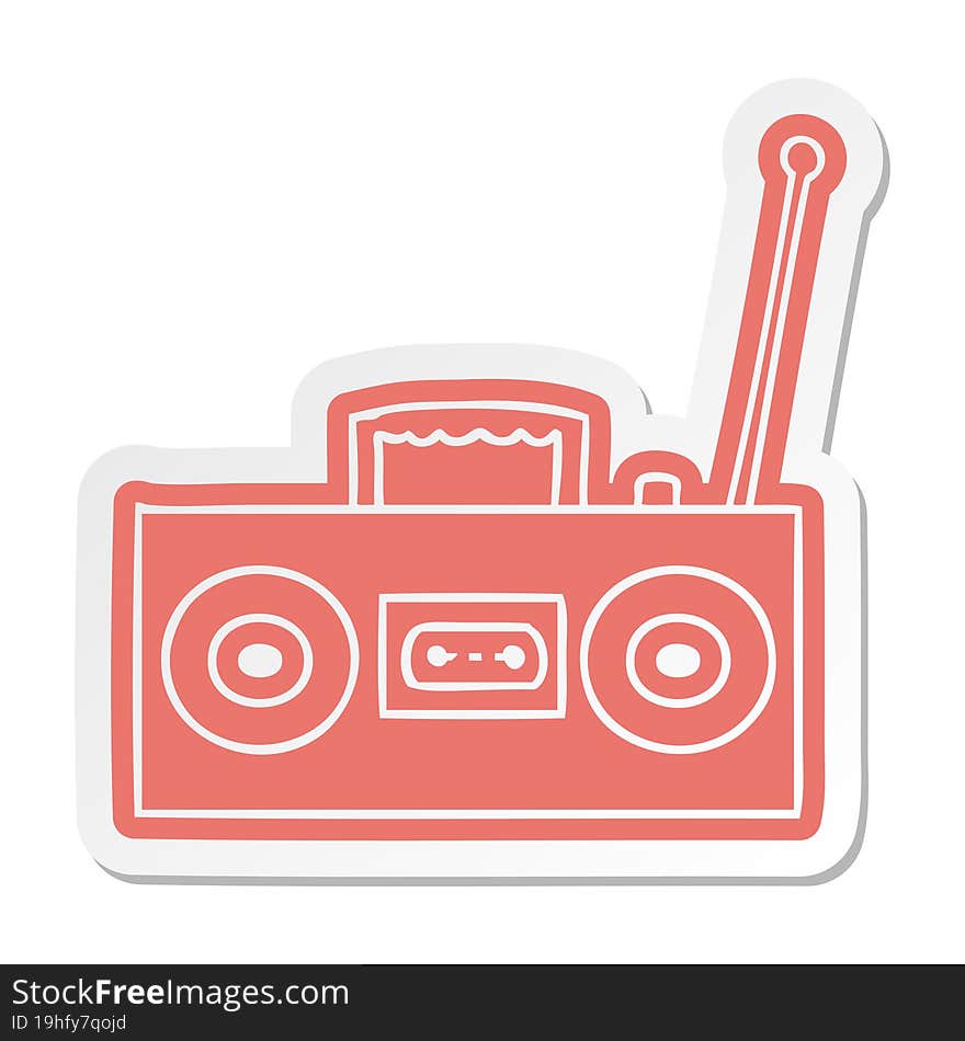 cartoon sticker of a retro cassette player