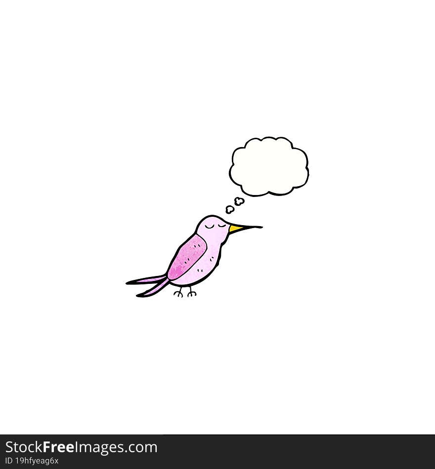 cartoon hummingbird with thought bubble