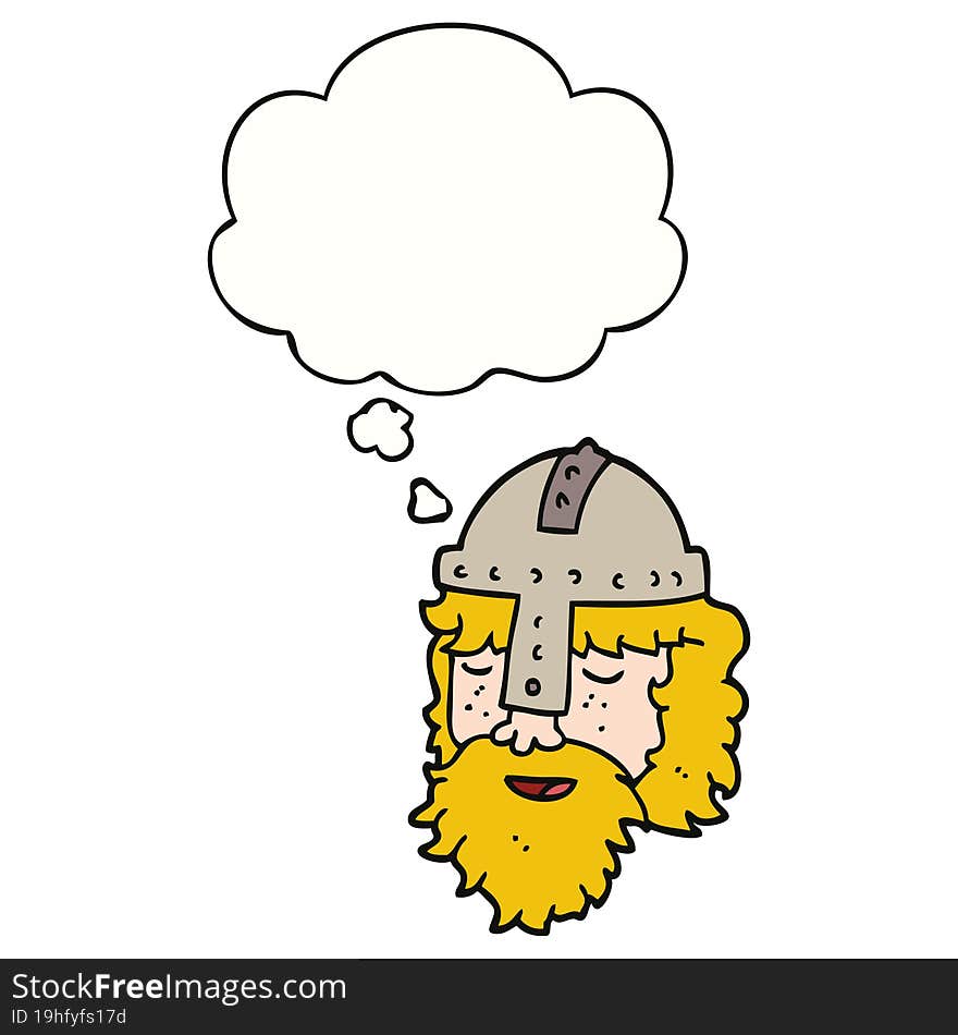 cartoon viking face with thought bubble. cartoon viking face with thought bubble