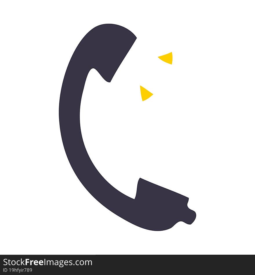 flat color retro cartoon telephone receiver