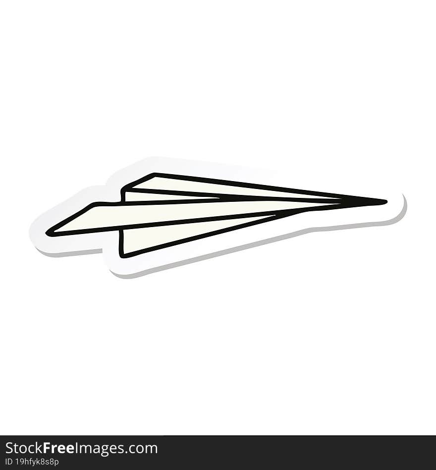 sticker of a cute cartoon paper aeroplane