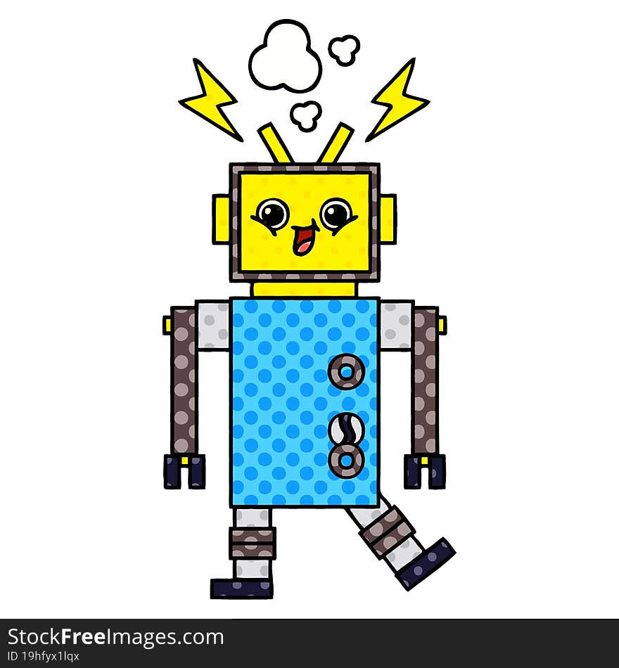 comic book style cartoon of a robot