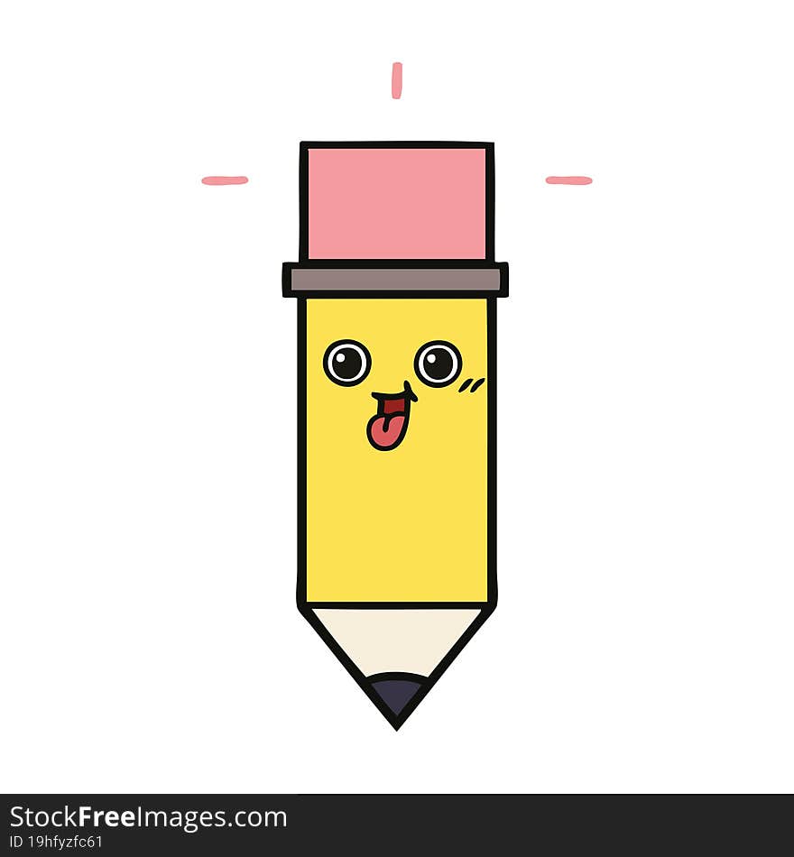 cute cartoon of a pencil. cute cartoon of a pencil