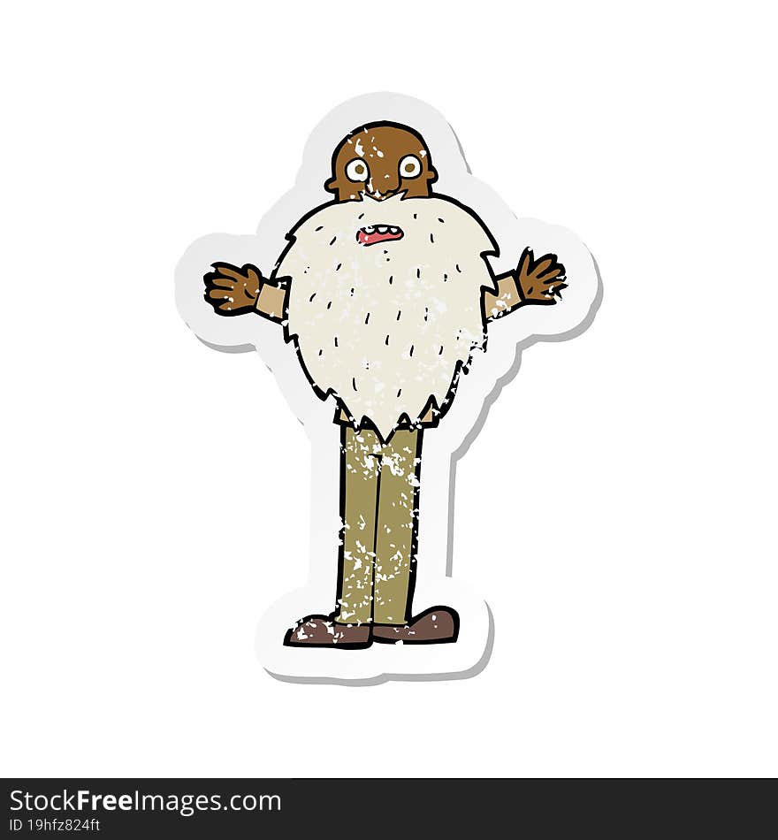 retro distressed sticker of a cartoon bearded old man