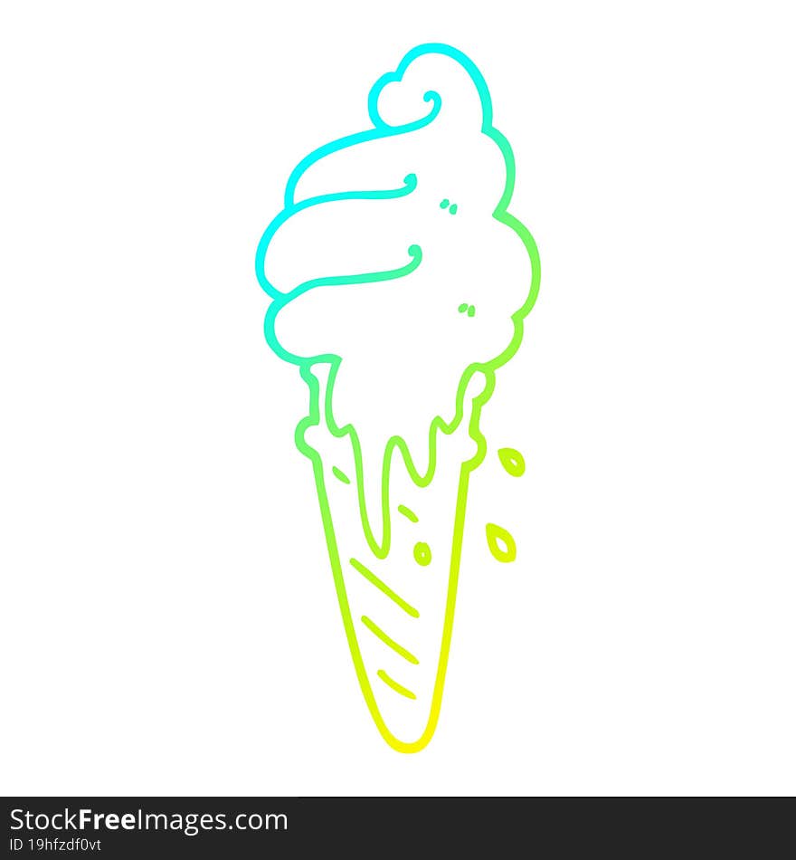 cold gradient line drawing cartoon ice cream cone