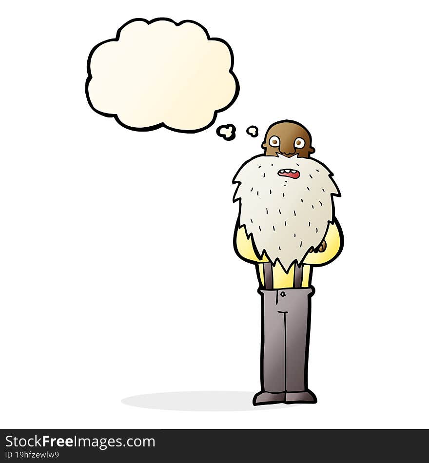 cartoon bearded old man with thought bubble