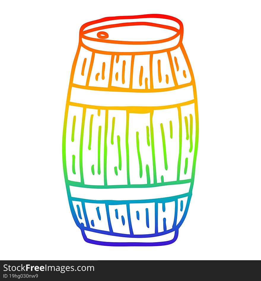 Rainbow Gradient Line Drawing Cartoon Beer Barrel