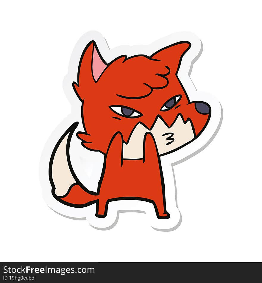 sticker of a clever cartoon fox