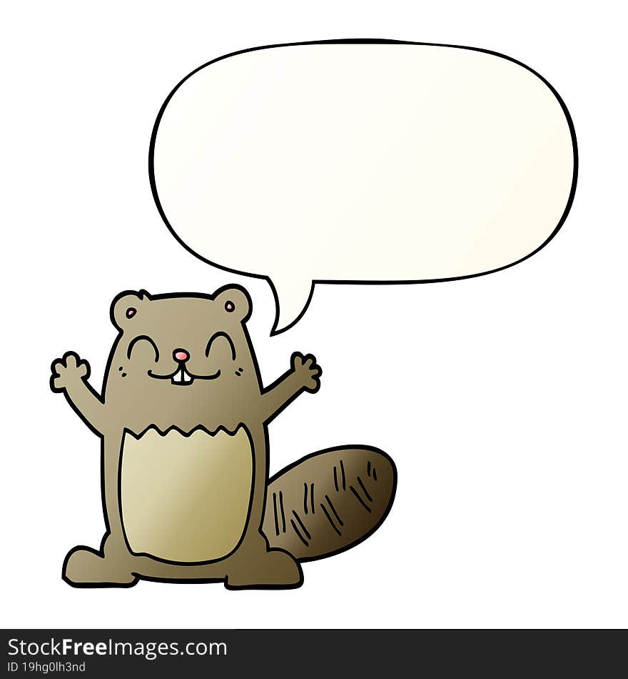 cartoon beaver and speech bubble in smooth gradient style