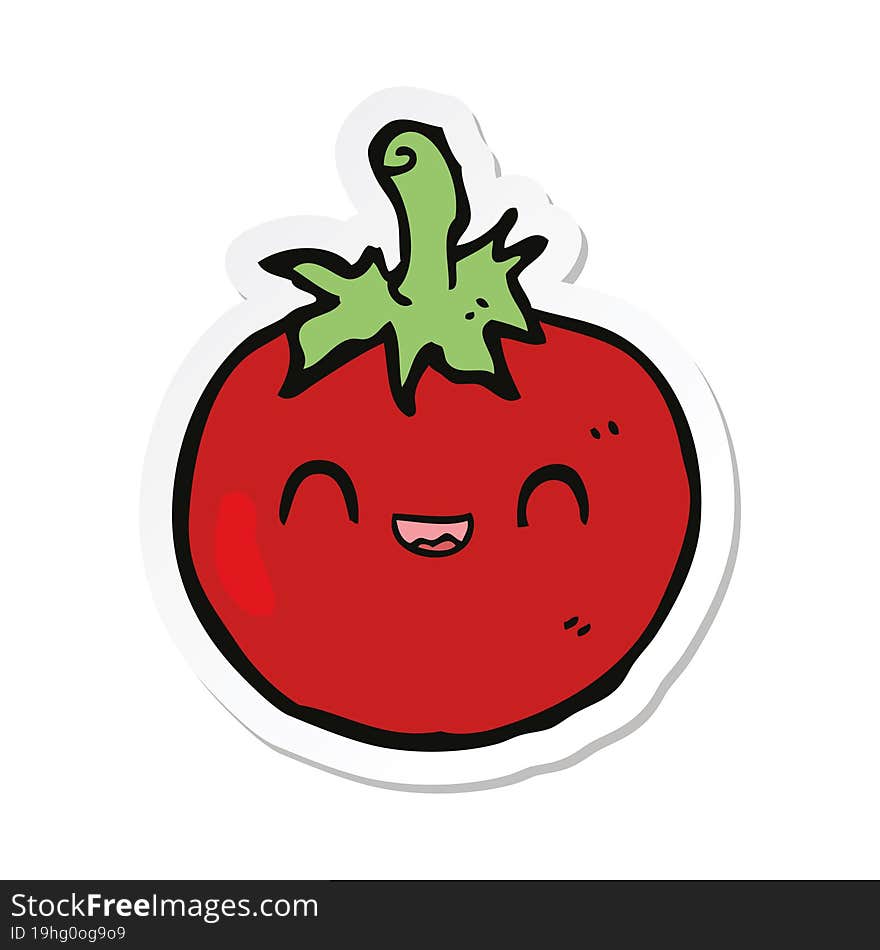 sticker of a cute cartoon tomato