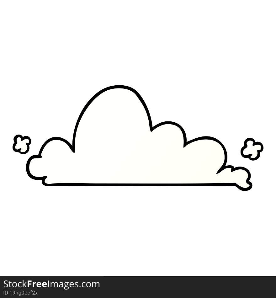 Gradient Cartoon Doodle Of A White Cloud