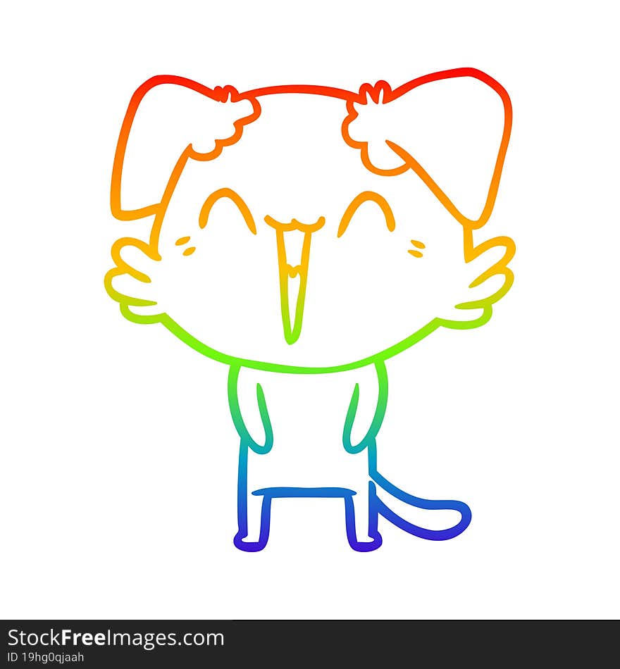 rainbow gradient line drawing happy little dog cartoon