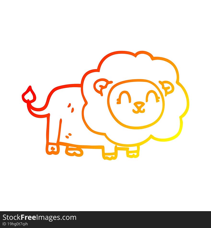 warm gradient line drawing cartoon happy lion