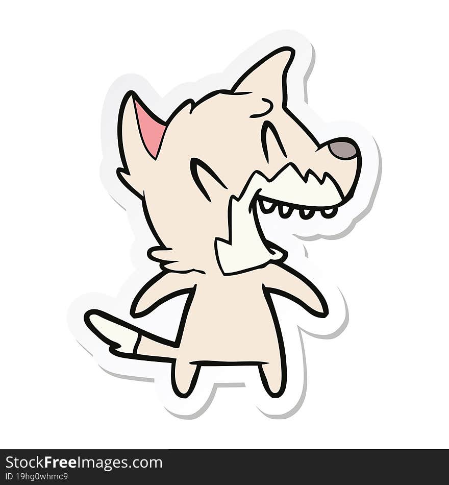 sticker of a laughing fox cartoon