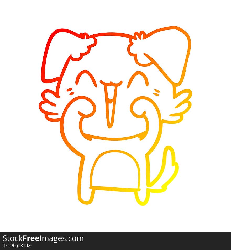 warm gradient line drawing happy little dog cartoon