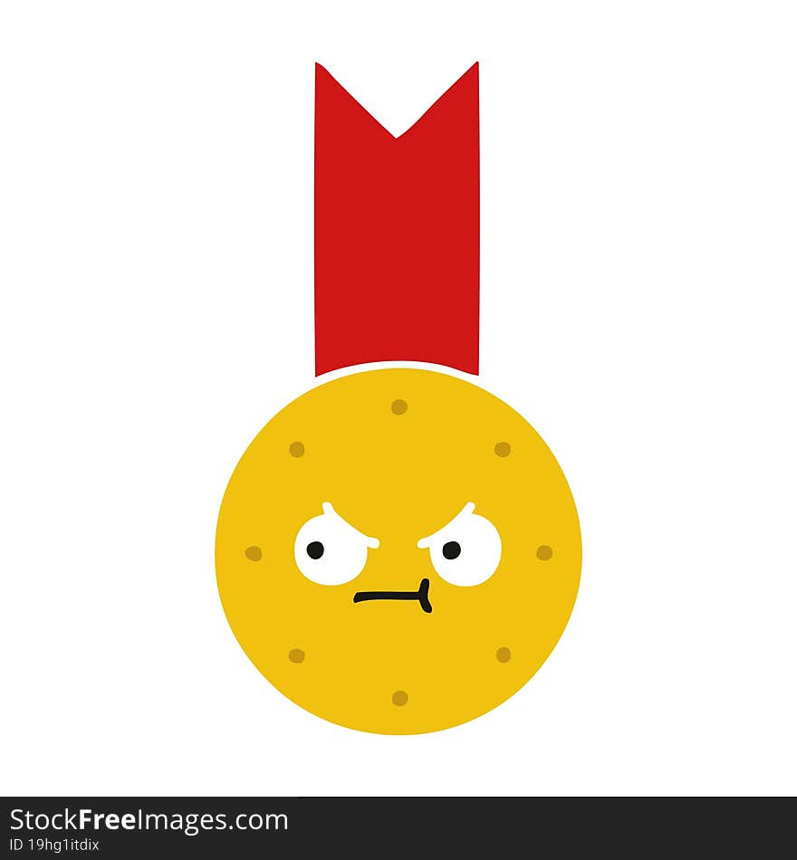 Flat Color Retro Cartoon Gold Medal