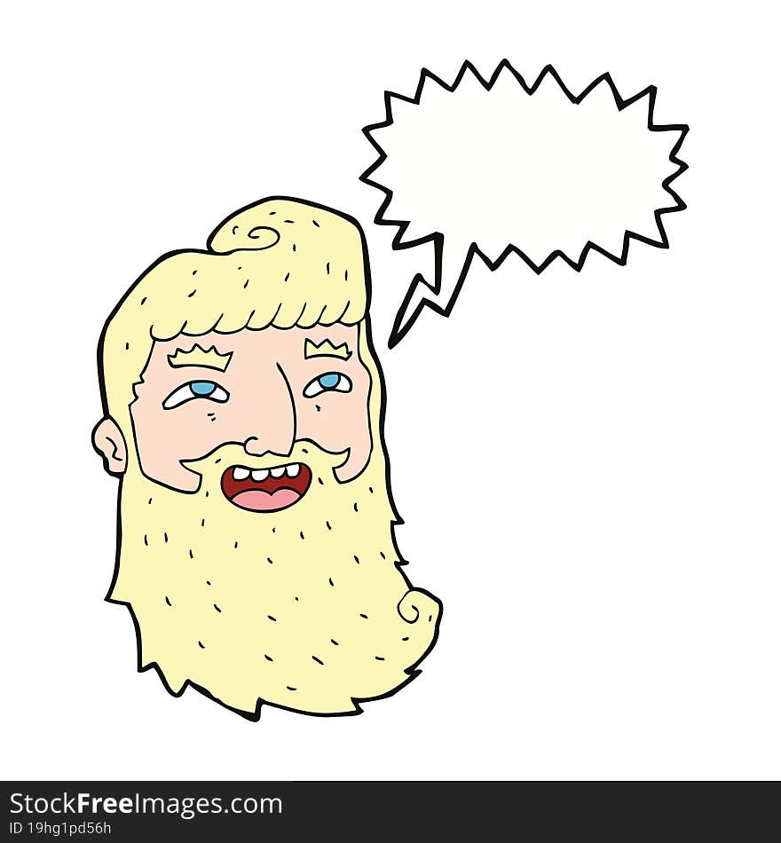 cartoon laughing bearded man with speech bubble