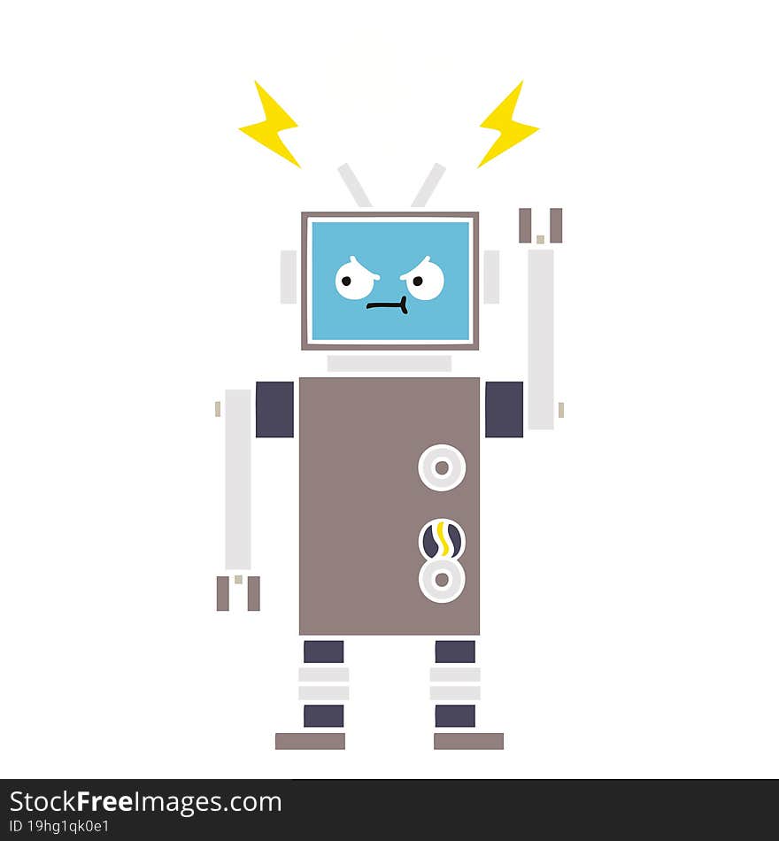 Flat Color Retro Cartoon Robot