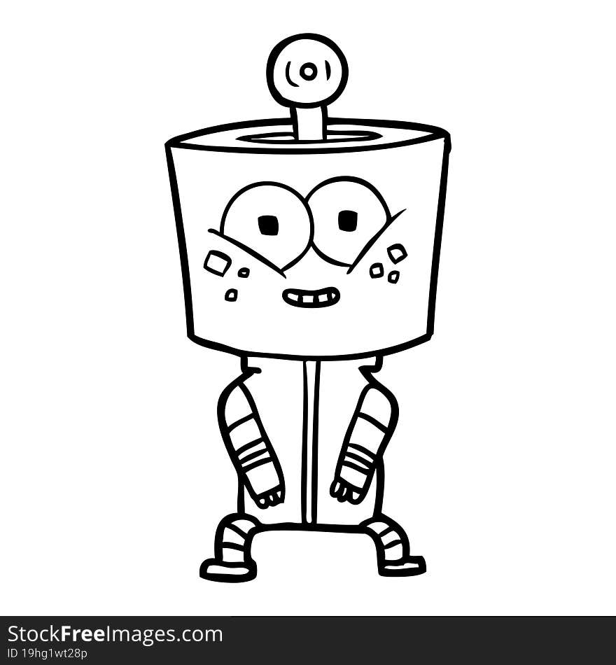 happy cartoon robot. happy cartoon robot