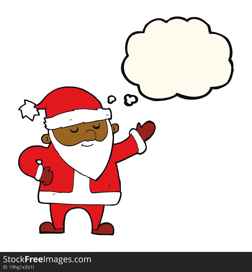 Cartoon Santa Claus With Thought Bubble