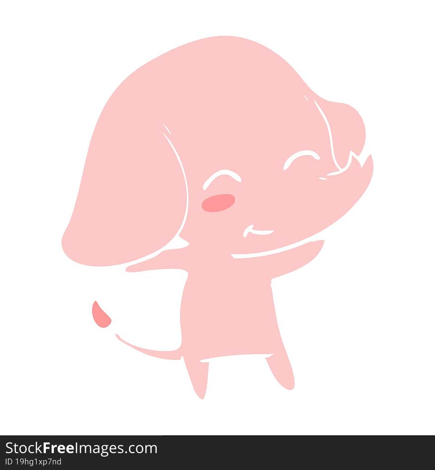 Cute Flat Color Style Cartoon Elephant