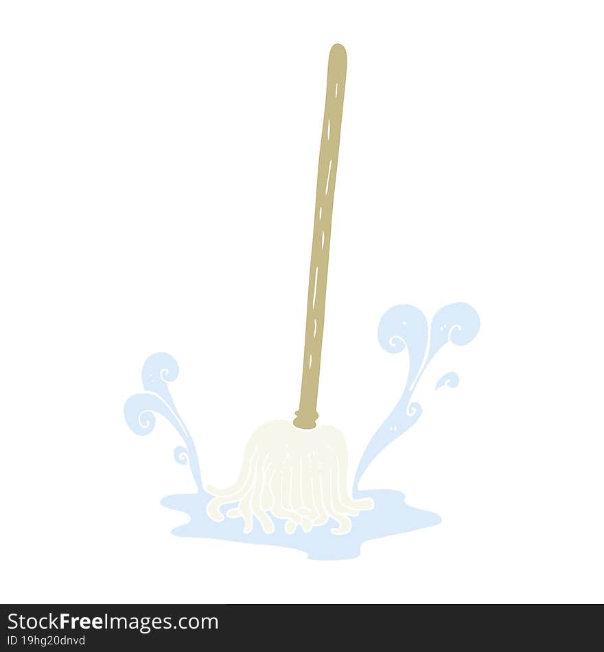 flat color illustration of a cartoon mop