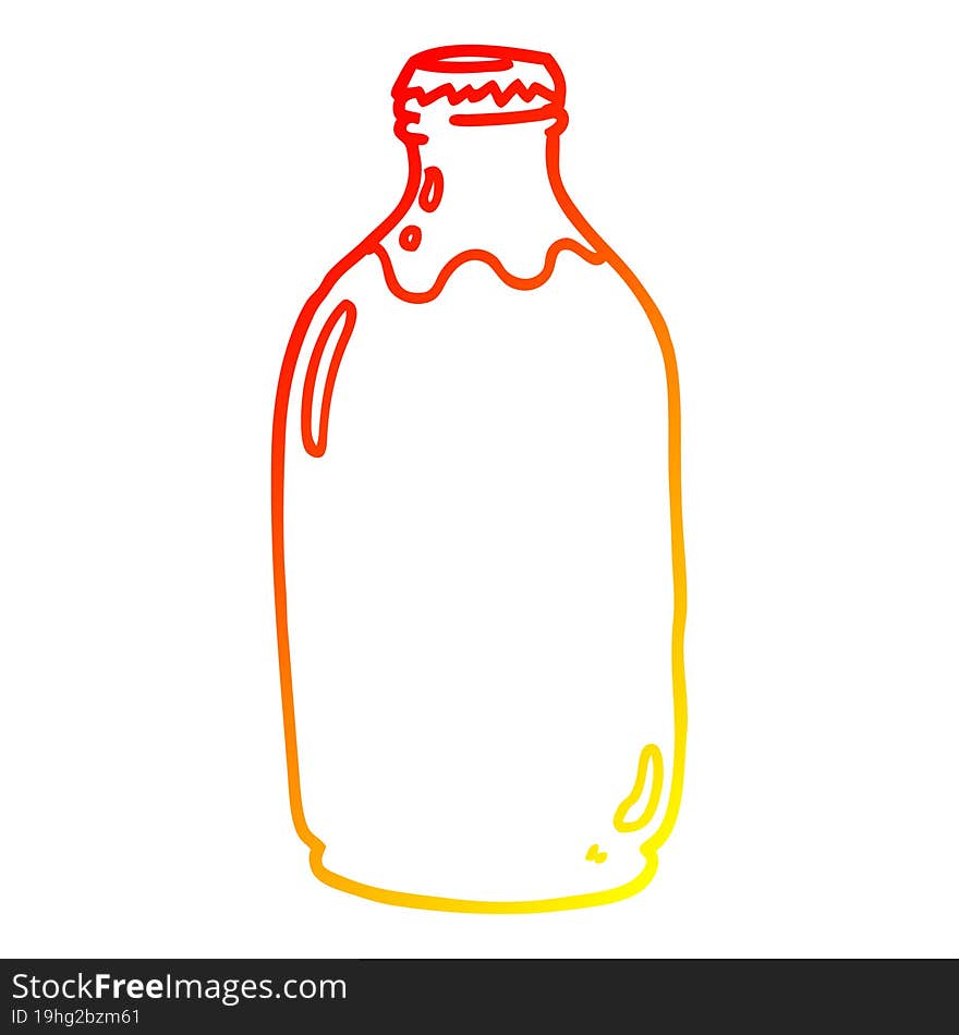 warm gradient line drawing cartoon milk bottle