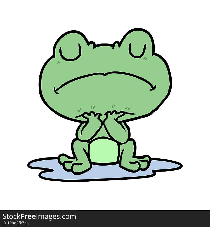 cartoon frog in puddle. cartoon frog in puddle