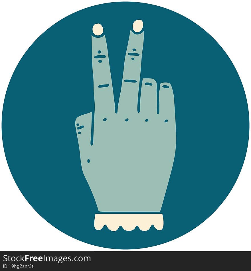 hand raising two fingers gesture icon