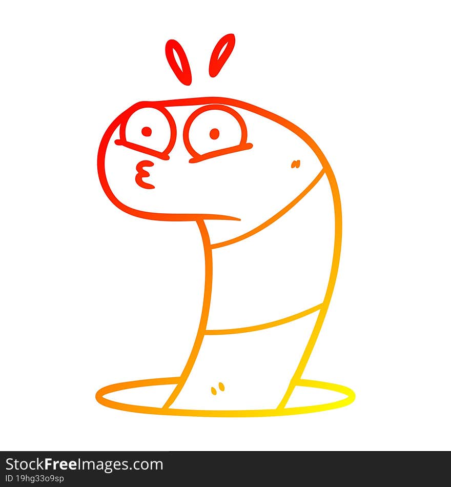 warm gradient line drawing cartoon surprised worm