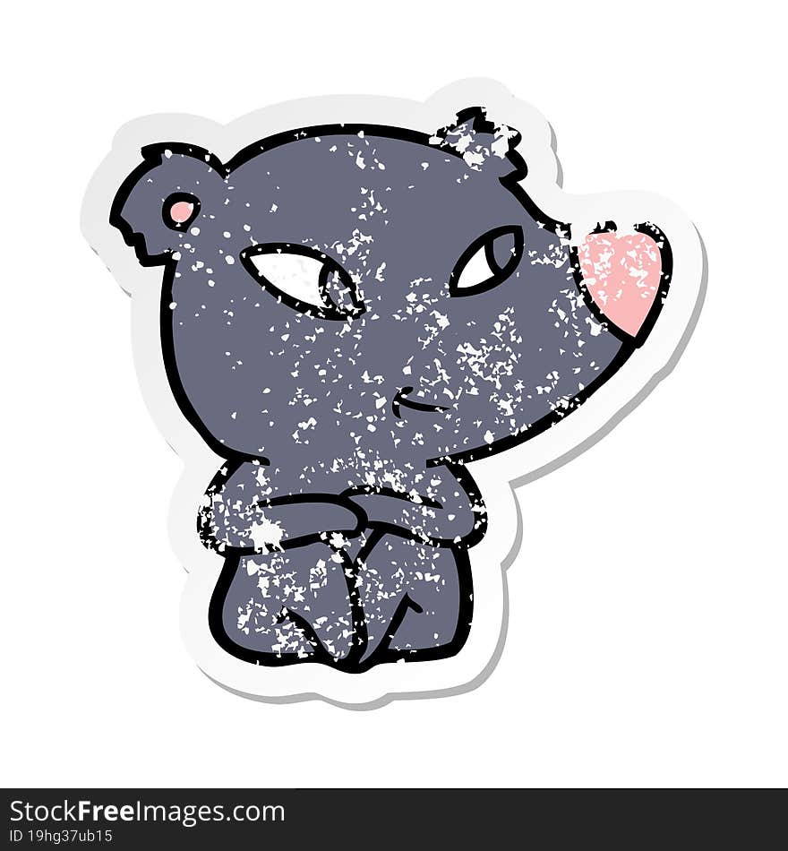 distressed sticker of a cute cartoon bear