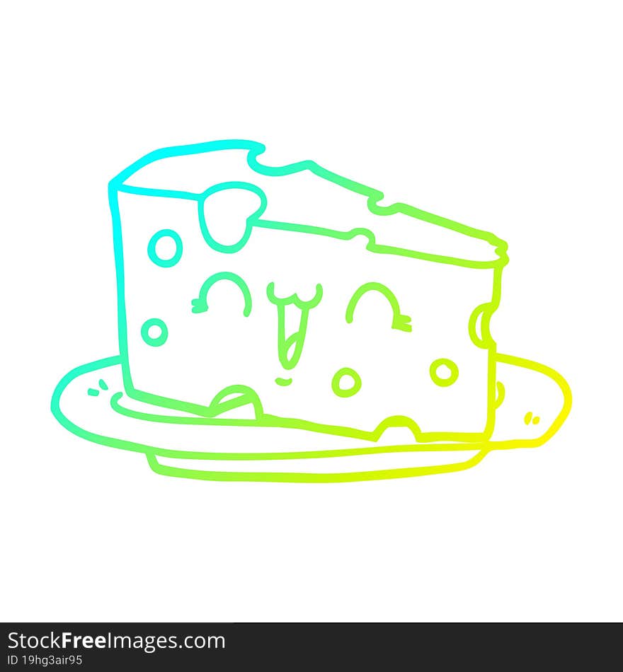 cold gradient line drawing of a cute cartoon cheese