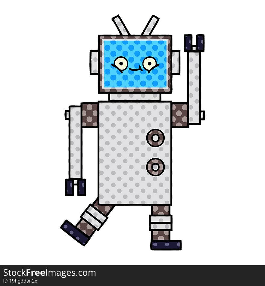 Comic Book Style Cartoon Robot