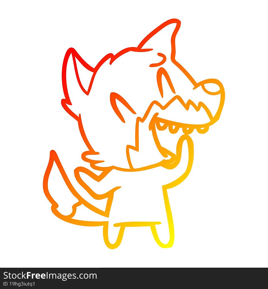 warm gradient line drawing of a laughing fox cartoon