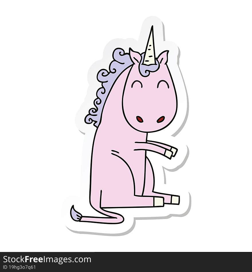 sticker of a quirky hand drawn cartoon unicorn