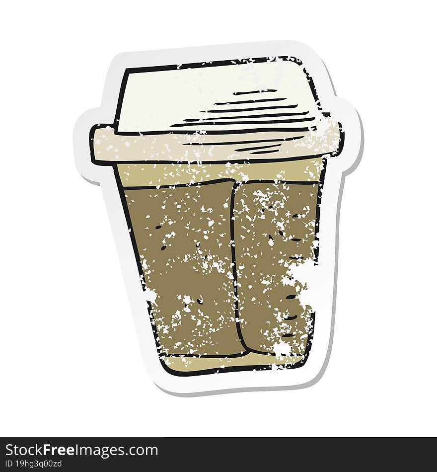 retro distressed sticker of a cartoon coffee