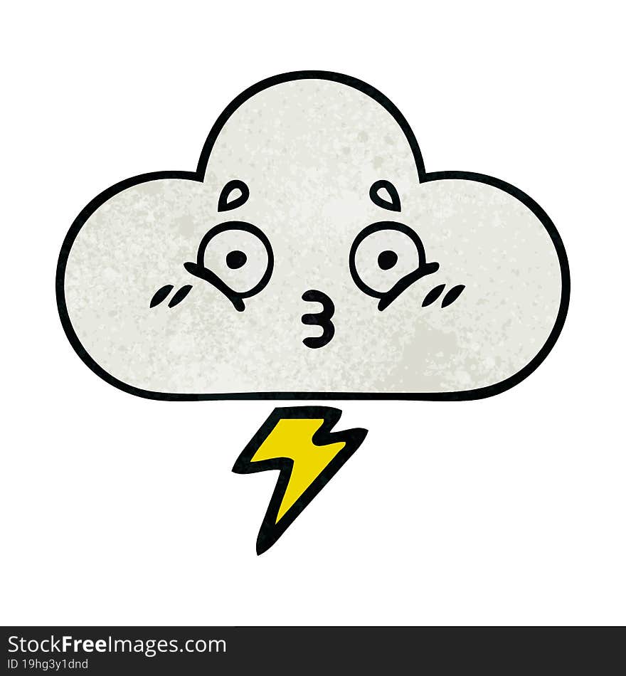 retro grunge texture cartoon of a thunder cloud