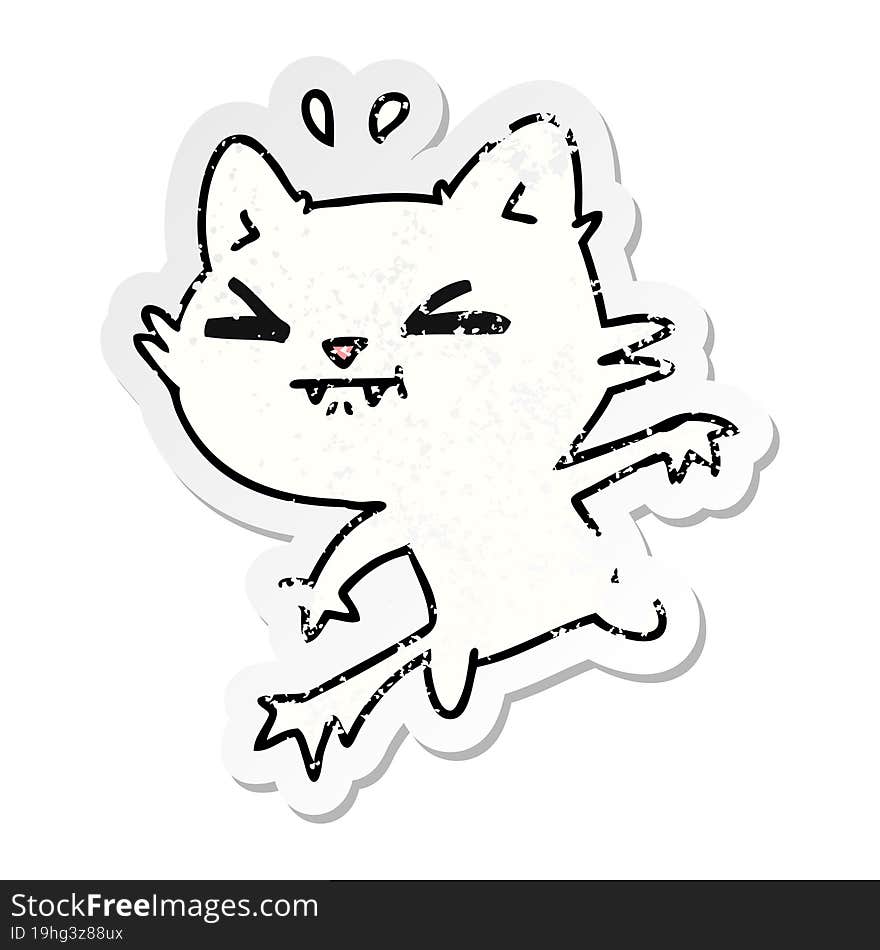 distressed sticker cartoon of cute kawaii cat