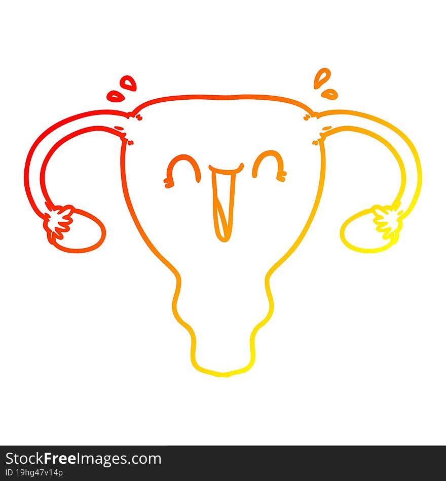 warm gradient line drawing cartoon happy uterus