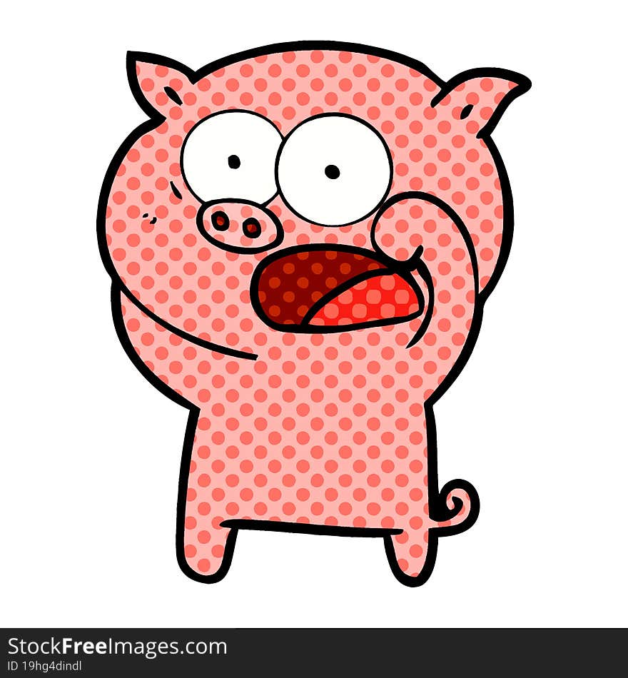 cartoon pig shouting. cartoon pig shouting