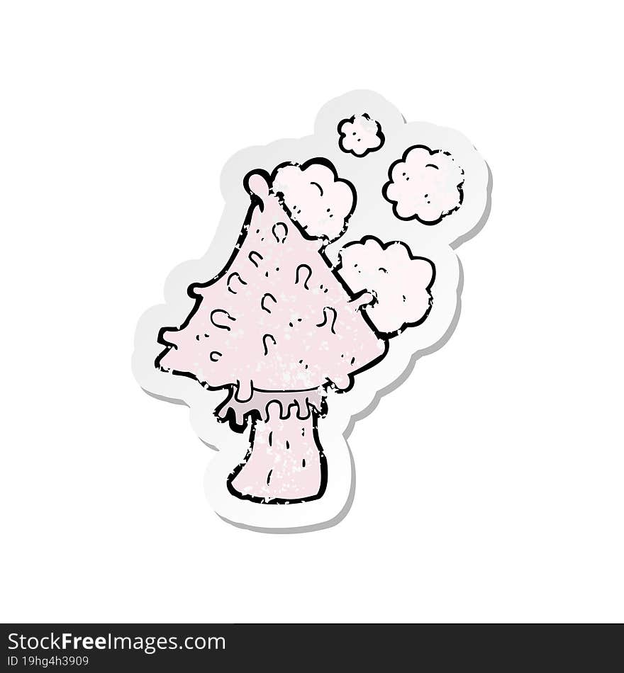 retro distressed sticker of a cartoon mushroom