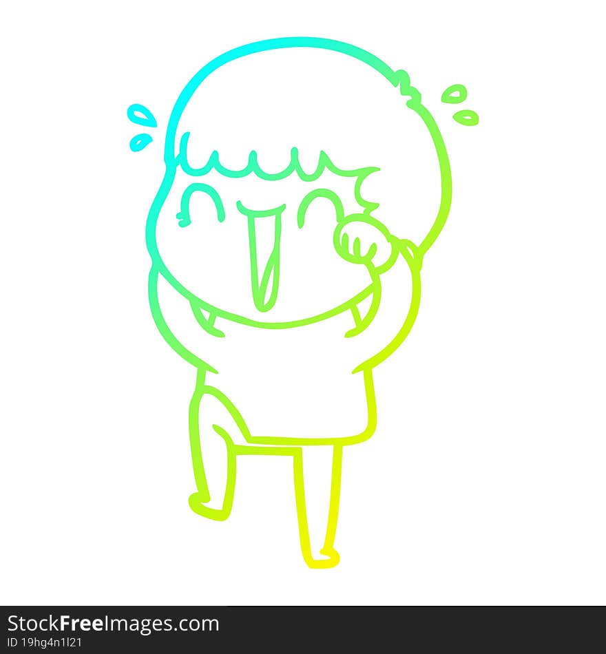 Cold Gradient Line Drawing Laughing Cartoon Man