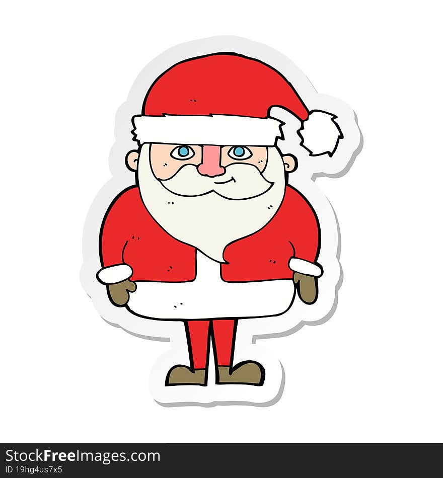 sticker of a cartoon happy santa claus