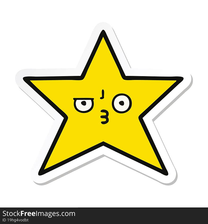 Sticker Of A Cute Cartoon Gold Star