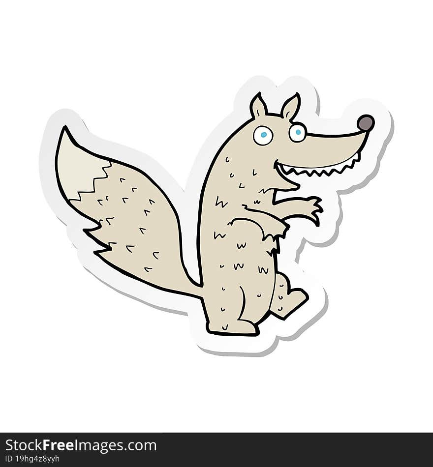 sticker of a cartoon wolf