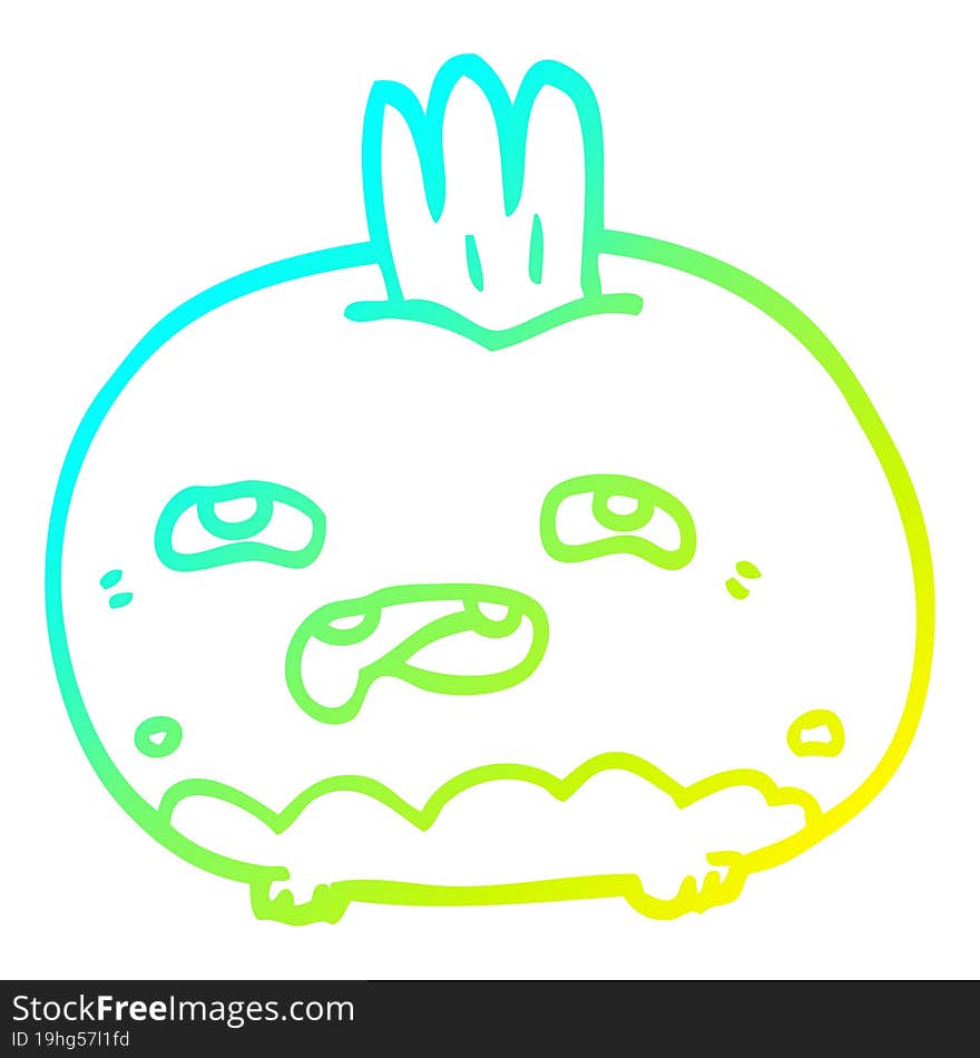 cold gradient line drawing cartoon happy root vegetable