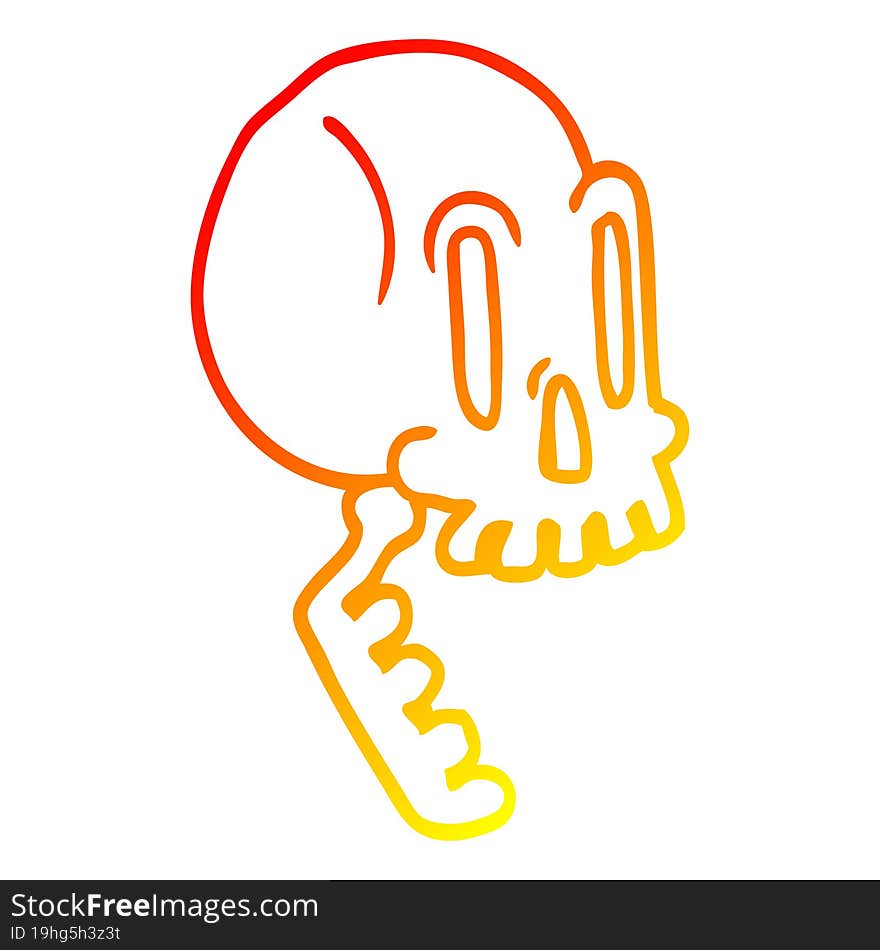 warm gradient line drawing cartoon skull