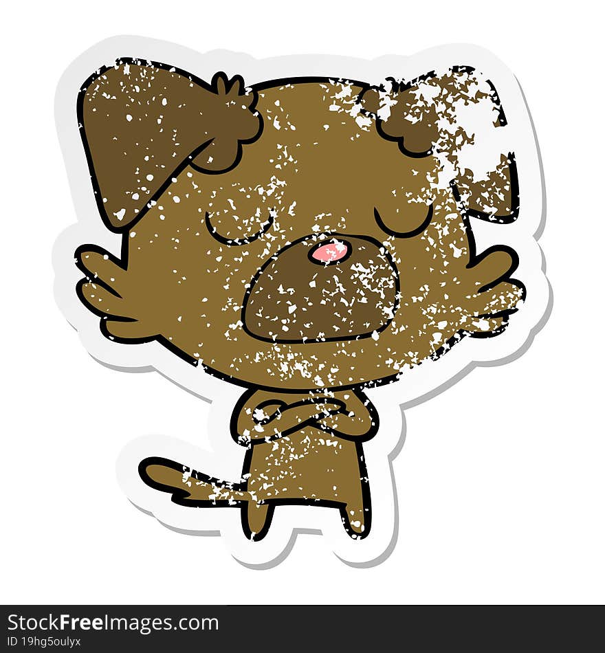 Distressed Sticker Of A Cartoon Dog