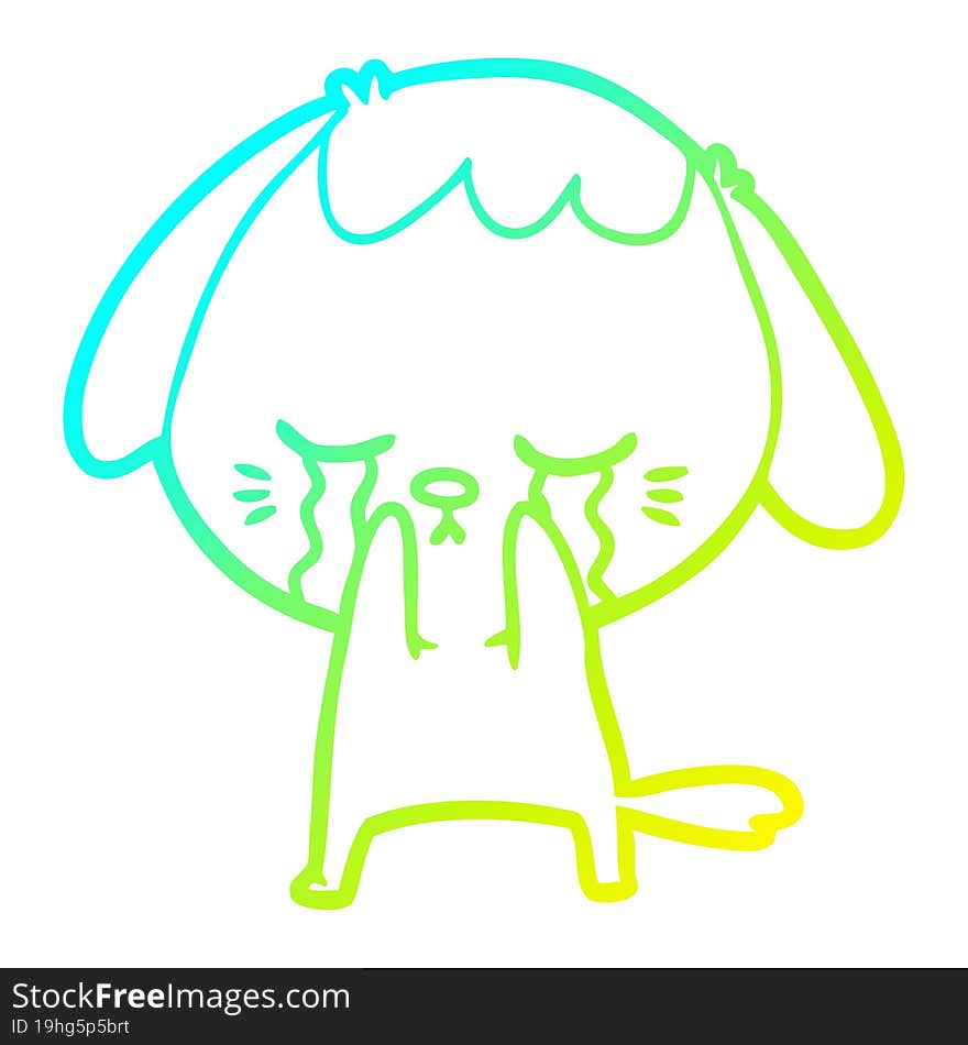 cold gradient line drawing cute puppy crying cartoon